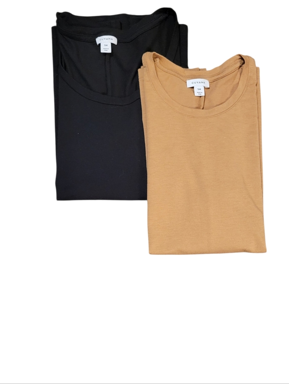 Cuyana Pima Cotton Modal Short Sleeve Tees Black Tan